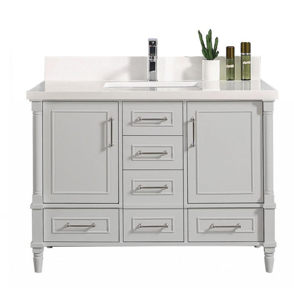 Longshore Tides Mukilteo 42'' Single Bathroom Vanity with Quartz Top